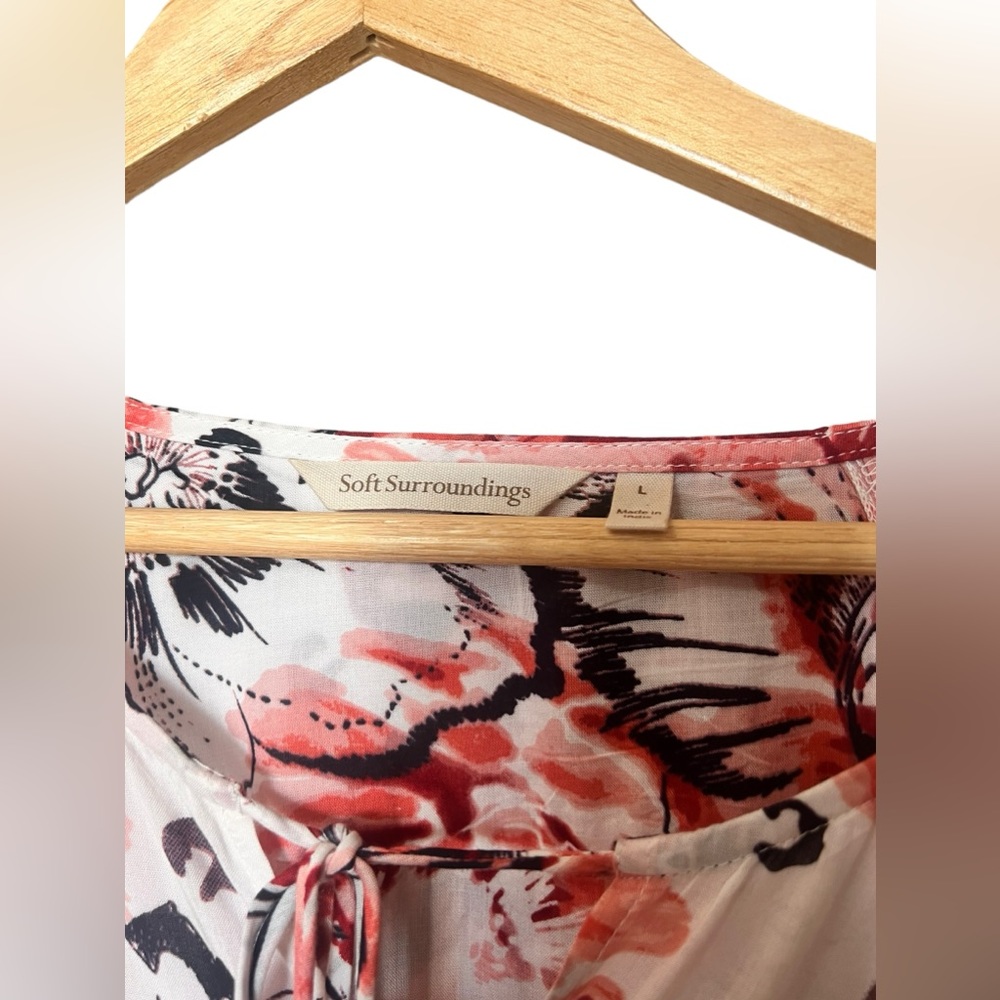 Soft Surroundings Floral Boho Pom Pom Top - Picture 6 of 8